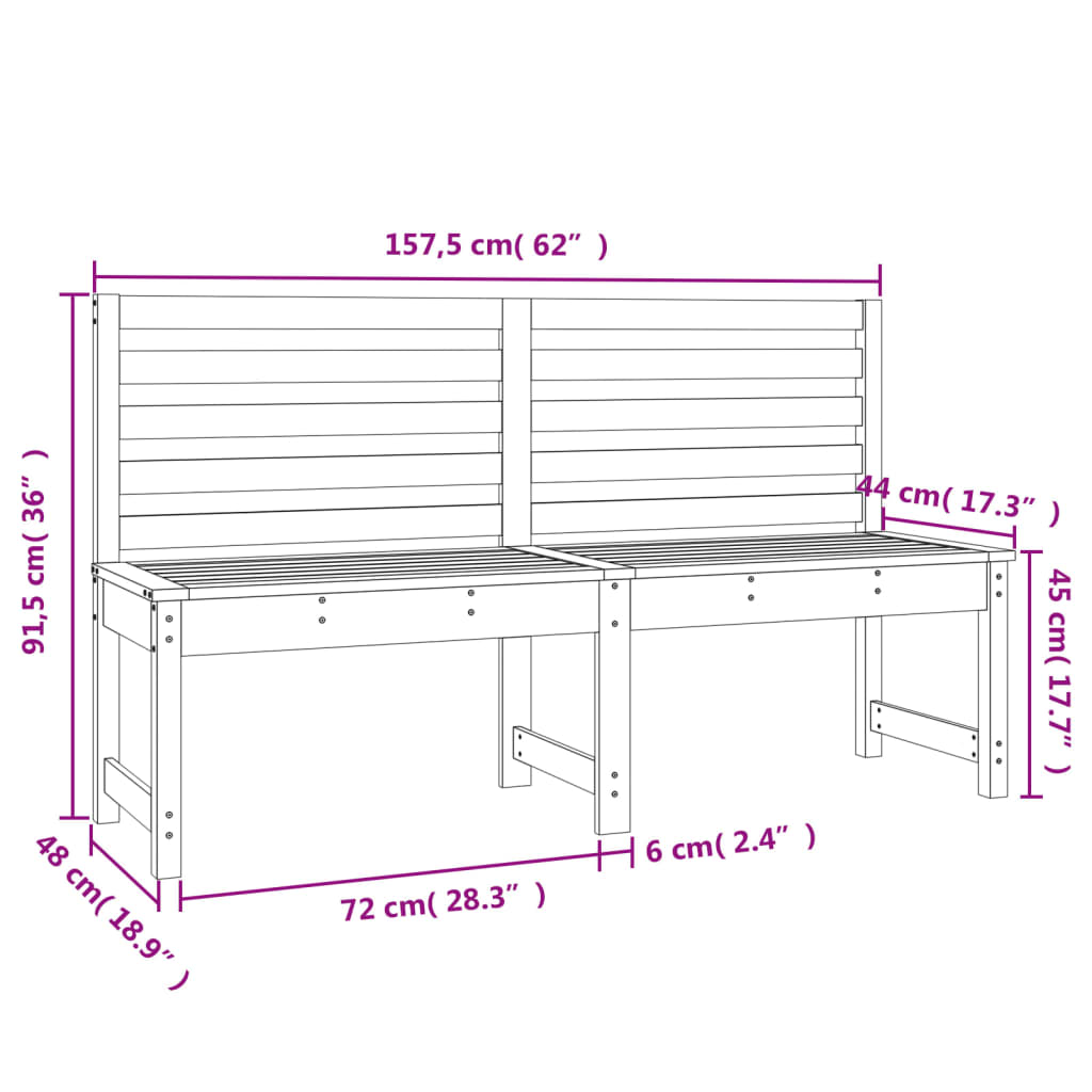 vidaXL Bancă de grădină, negru, 157,5 cm, lemn masiv de pin vidaXL Bancă de grădină, negru, 157,5 cm, lemn masiv de pin