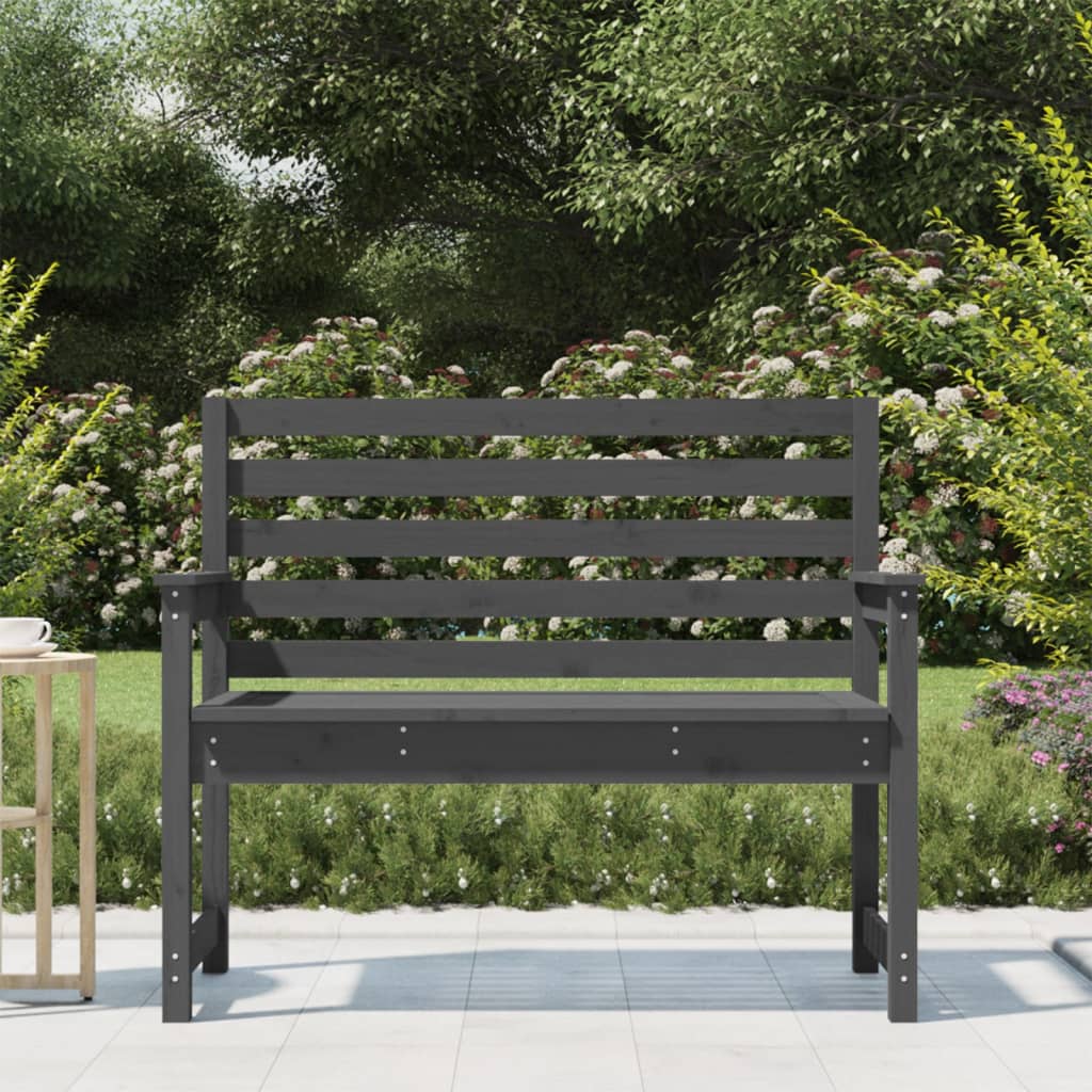 vidaXL Bancă de grădină, gri, 109x48x91,5 cm, lemn masiv de pin