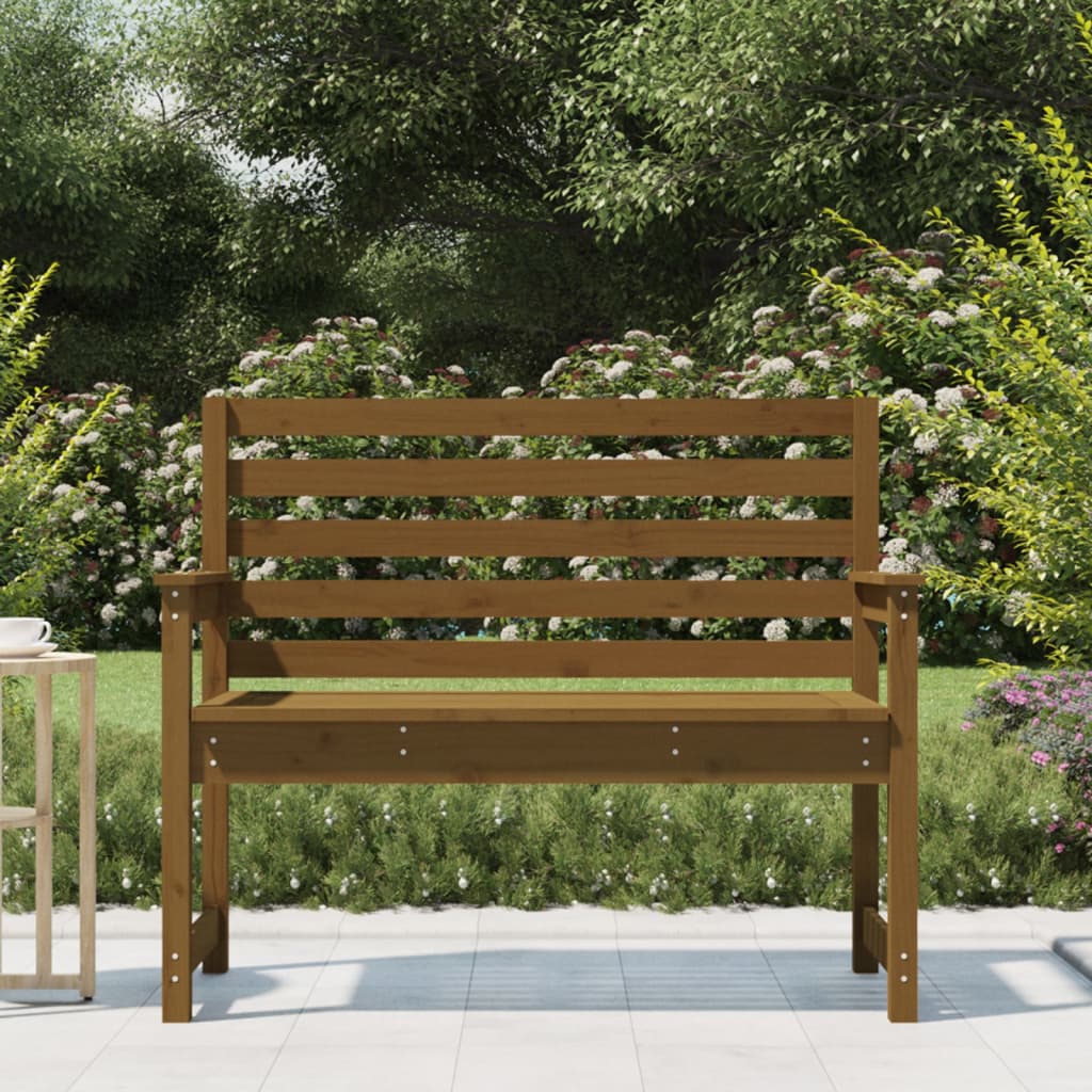 vidaXL Bancă de grădină, maro miere, 109x48x91,5 cm, lemn masiv de pin