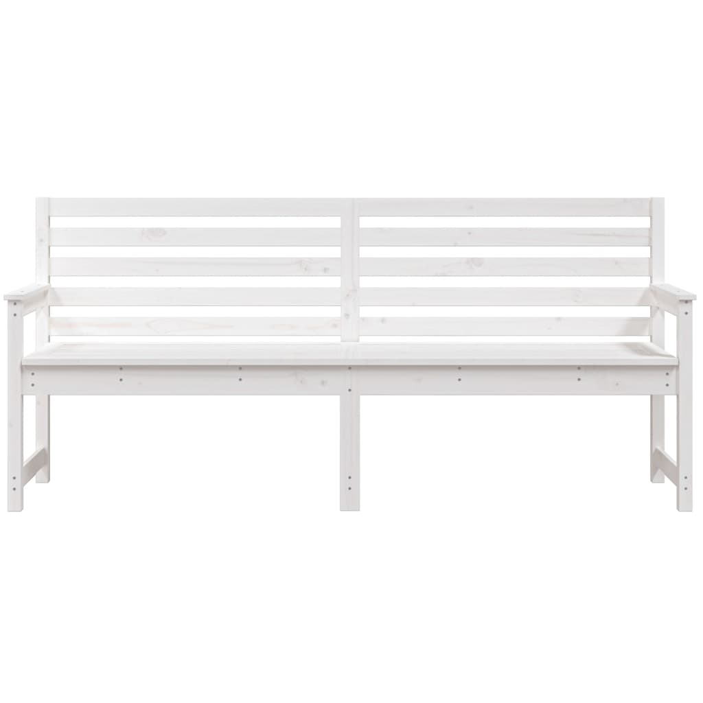 vidaXL Bancă de grădină, alb, 203,5x48x91,5 cm, lemn masiv de pin