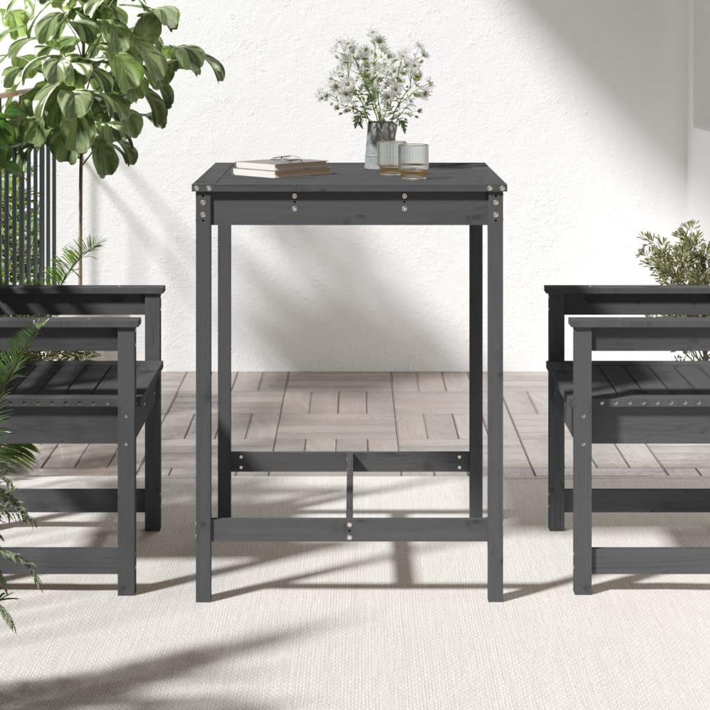 vidaXL Măsuță de grădină, gri, 82,5x82,5x110 cm, lemn masiv de pin