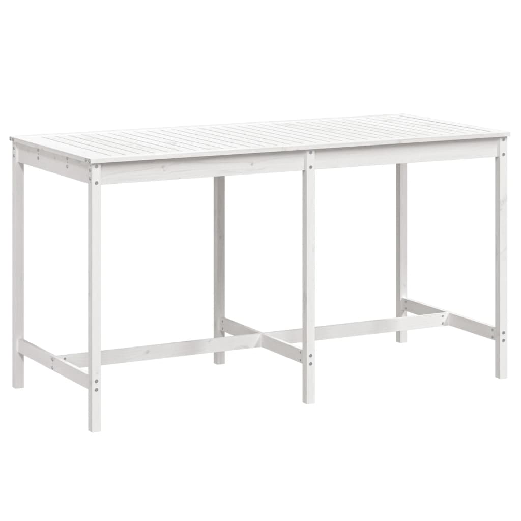 vidaXL Masă de grădină, alb, 203,5x90x110 cm, lemn masiv de pin