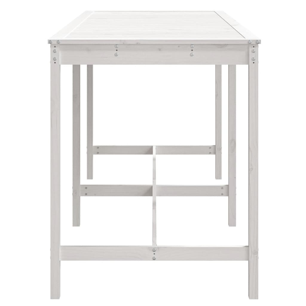 vidaXL Masă de grădină, alb, 203,5x90x110 cm, lemn masiv de pin