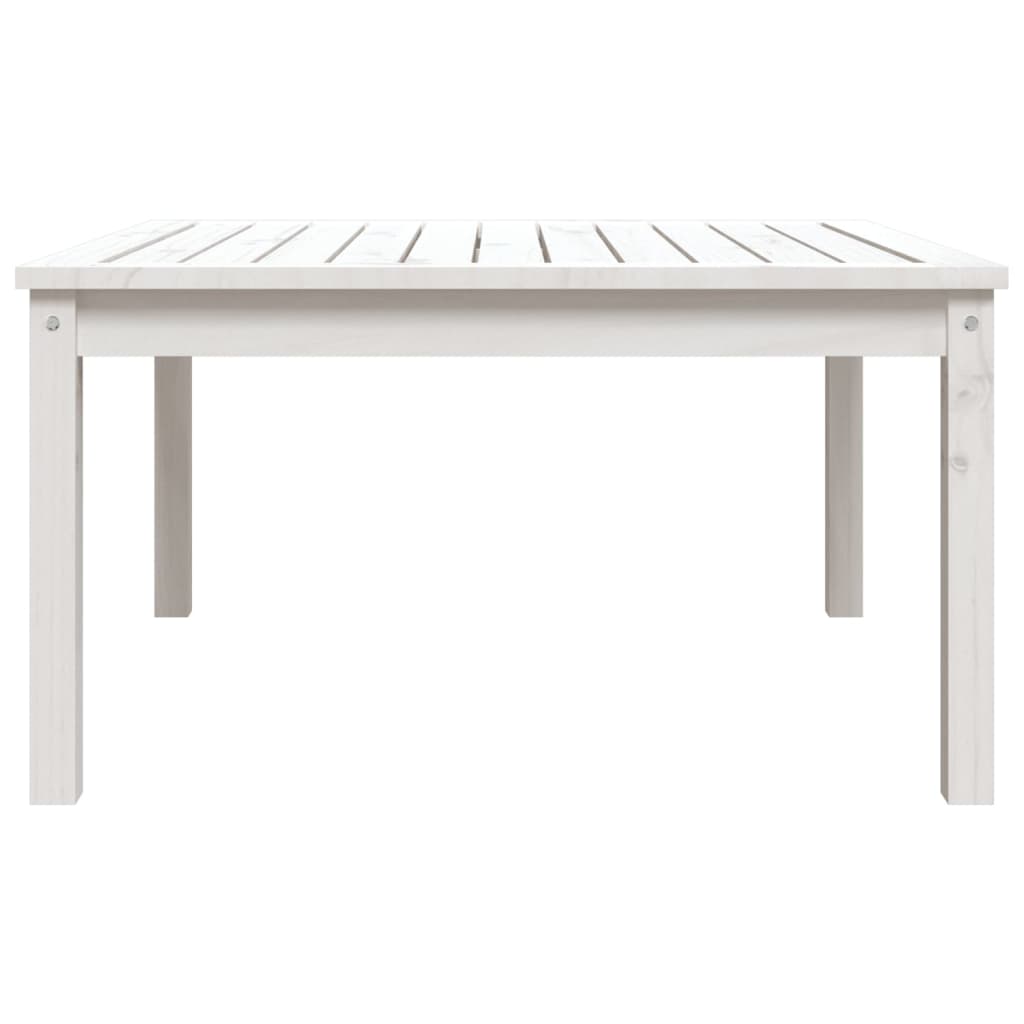 vidaXL Măsuță de grădină, alb, 82,5x82,5x45 cm, lemn masiv de pin