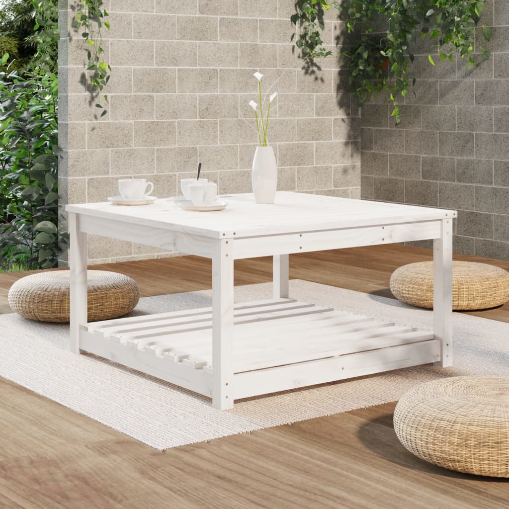 vidaXL Măsuță de grădină, alb, 82,5x82,5x45 cm, lemn masiv de pin