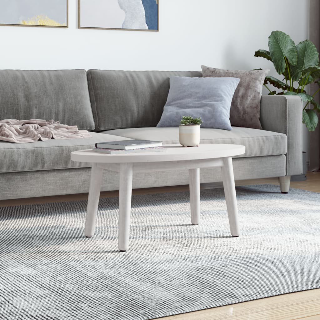 vidaXL Blat de masă, alb, 70x35x2,5 cm, lemn masiv de pin, oval