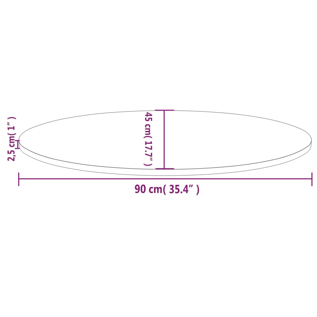vidaXL Blat de masă, 90x45x2,5 cm, lemn masiv de pin, oval