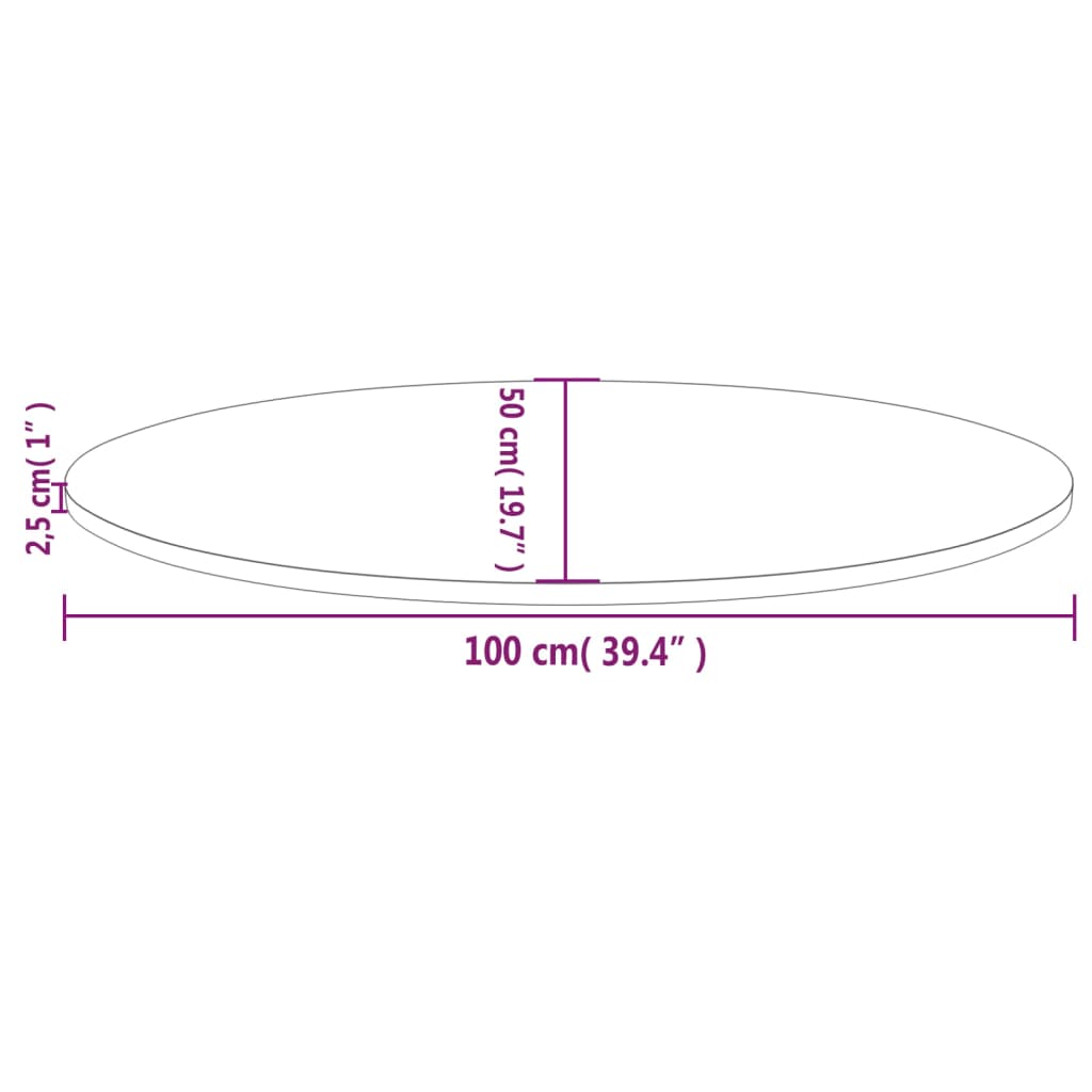 vidaXL Blat de masă, 100x50x2,5 cm, lemn masiv de pin, oval vidaXL Blat de masă, 100x50x2,5 cm, lemn masiv de pin, oval