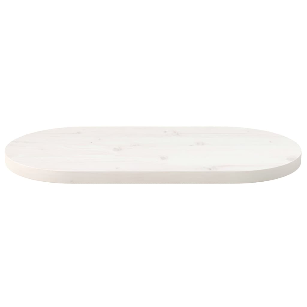 vidaXL Blat de masă, alb, 60x30x2,5 cm, lemn masiv de pin, oval