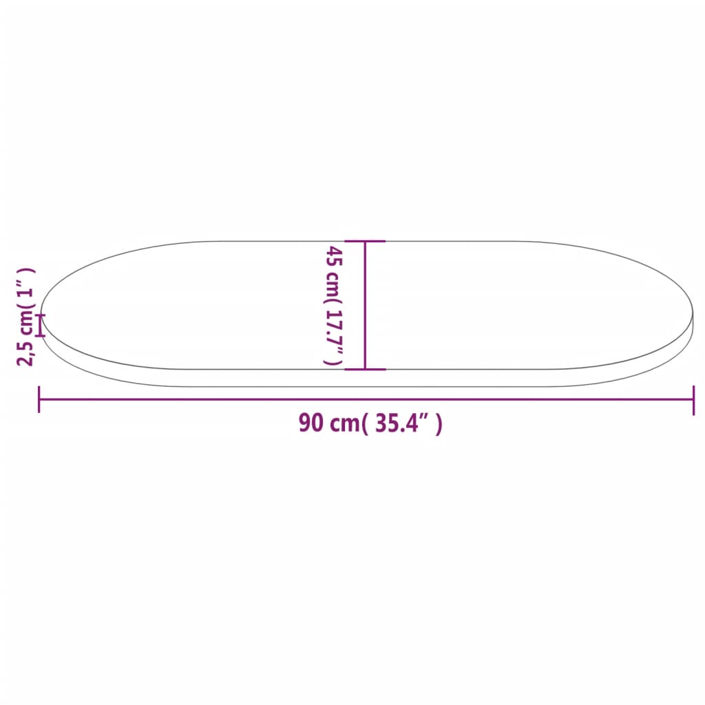 vidaXL Blat de masă, 90x45x2,5 cm, lemn masiv de pin, oval vidaXL Blat de masă, 90x45x2,5 cm, lemn masiv de pin, oval