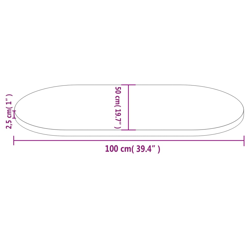 vidaXL Blat de masă, 100x50x2,5 cm, lemn masiv de pin, oval vidaXL Blat de masă, 100x50x2,5 cm, lemn masiv de pin, oval