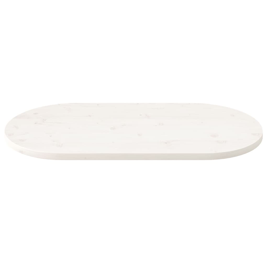 vidaXL Blat de masă, alb, 100x50x2,5 cm, lemn masiv de pin, oval