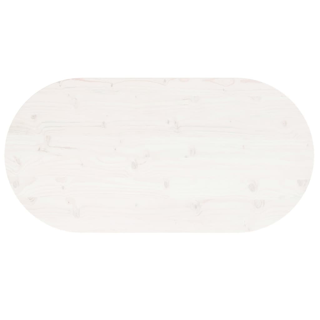 vidaXL Blat de masă, alb, 100x50x2,5 cm, lemn masiv de pin, oval