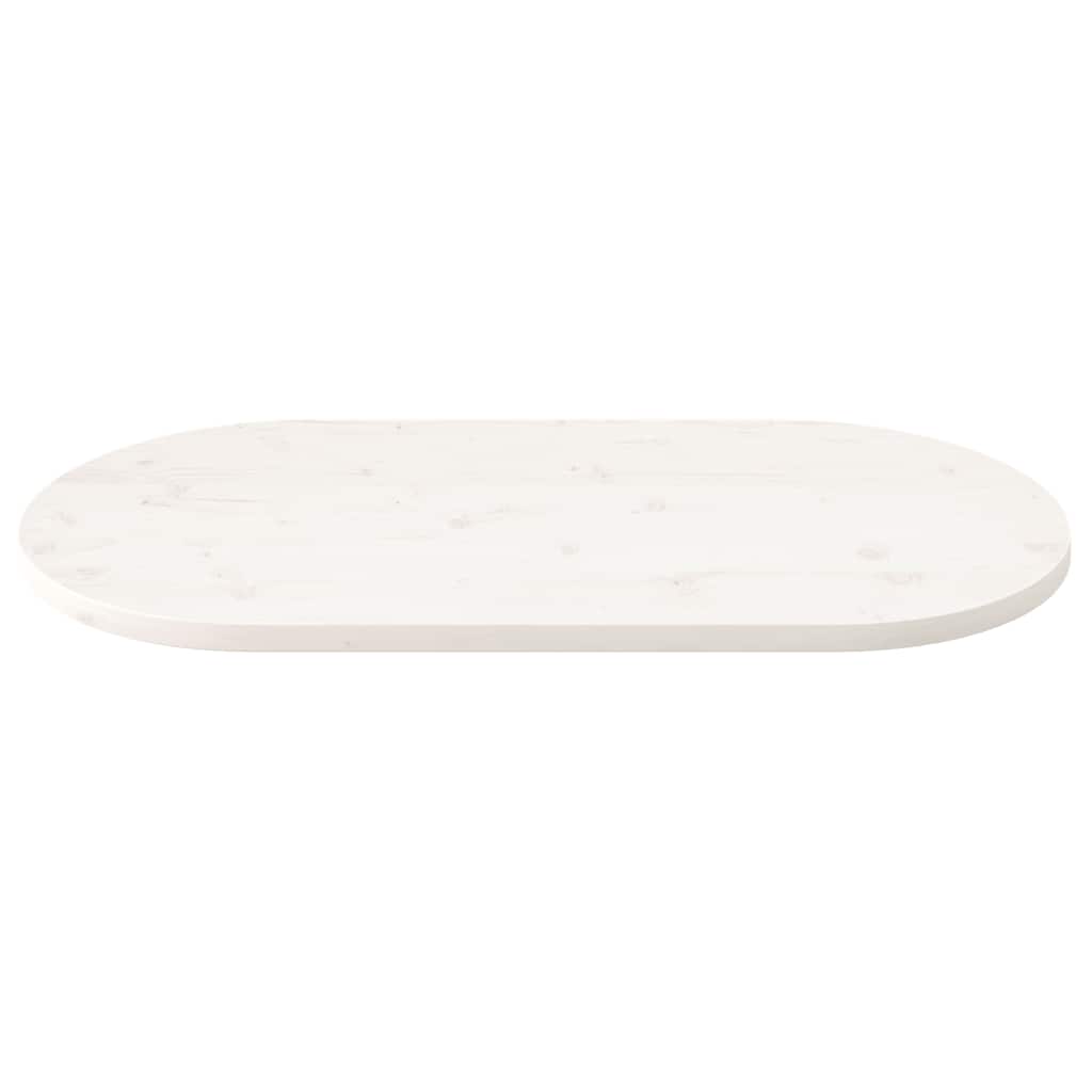 vidaXL Blat de masă, alb, 110x55x2,5 cm, lemn masiv de pin, oval