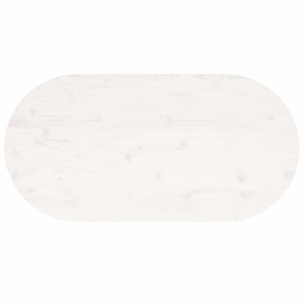 vidaXL Blat de masă, alb, 110x55x2,5 cm, lemn masiv de pin, oval