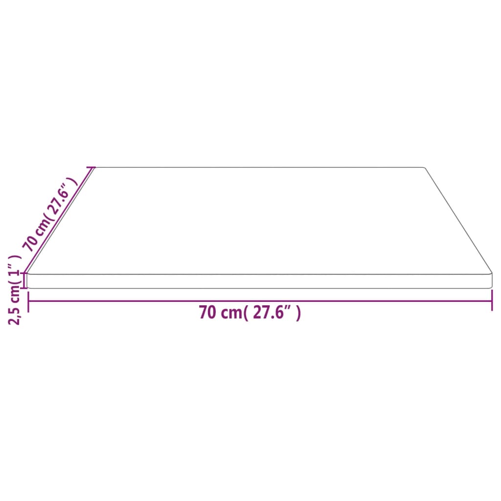 vidaXL Blat de masă, 70x70x2,5 cm, lemn masiv de pin, pătrat