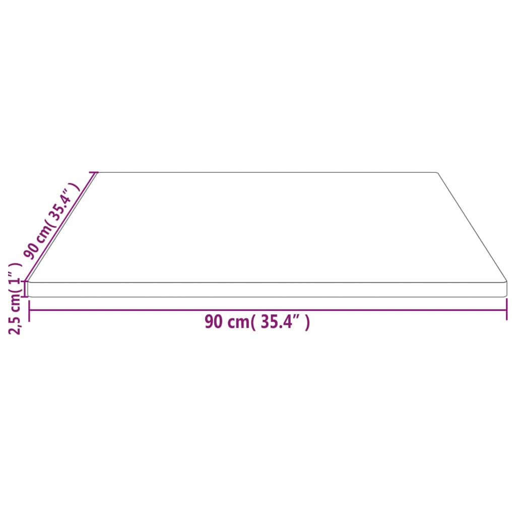 vidaXL Blat de masă, 90x90x2,5 cm, lemn masiv de pin, pătrat
