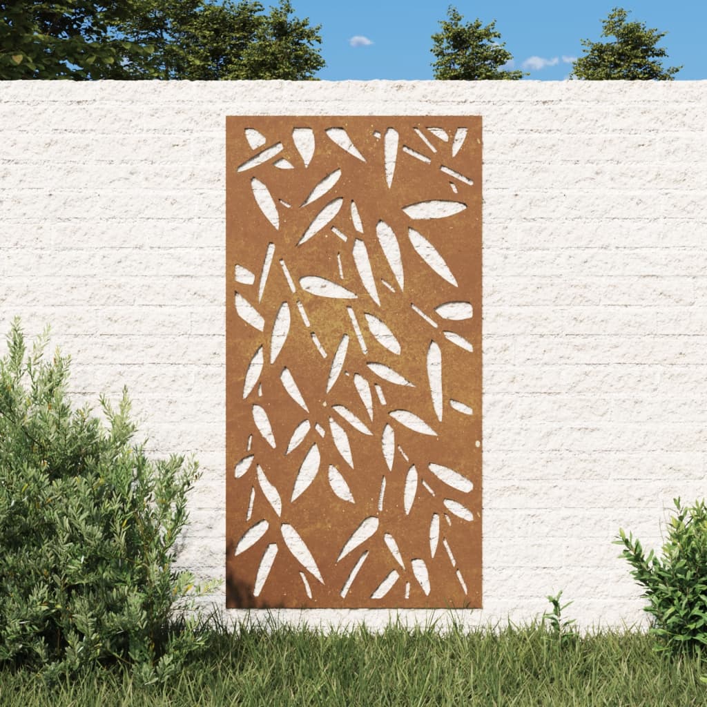 vidaXL Decor de perete 105x55 cm design frunze bambus oțel Corten vidaXL Decor de perete 105x55 cm design frunze bambus oțel Corten