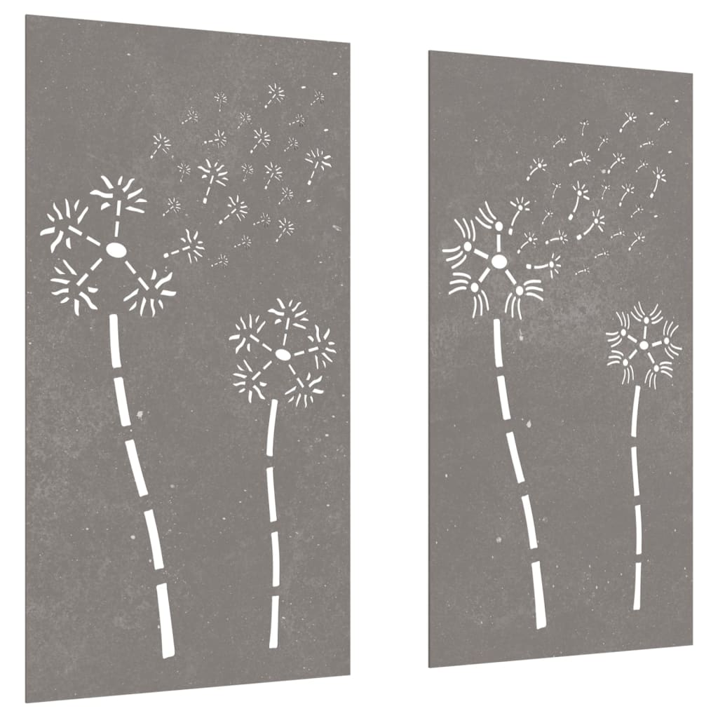 vidaXL Decor perete grădină 2 buc. 105x55 cm design flori oțel Corten vidaXL Decor perete grădină 2 buc. 105x55 cm design flori oțel Corten