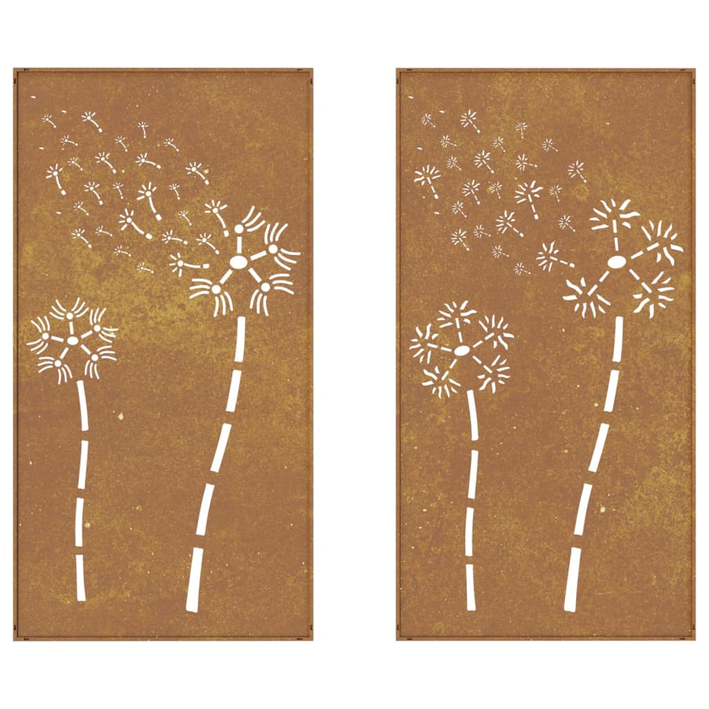 vidaXL Decor perete grădină 2 buc. 105x55 cm design flori oțel Corten vidaXL Decor perete grădină 2 buc. 105x55 cm design flori oțel Corten