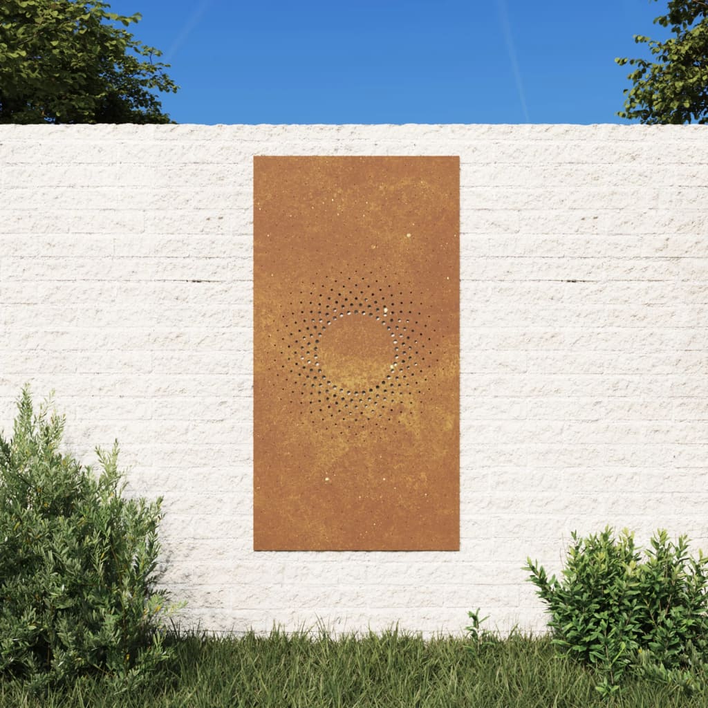 vidaXL Decor perete de grădină 105x55 cm design soare oțel Corten vidaXL Decor perete de grădină 105x55 cm design soare oțel Corten