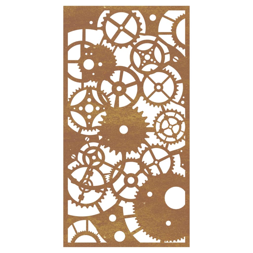 vidaXL Decor perete grădină 105x55 cm design roți zimțare oțel Corten vidaXL Decor perete grădină 105x55 cm design roți zimțare oțel Corten