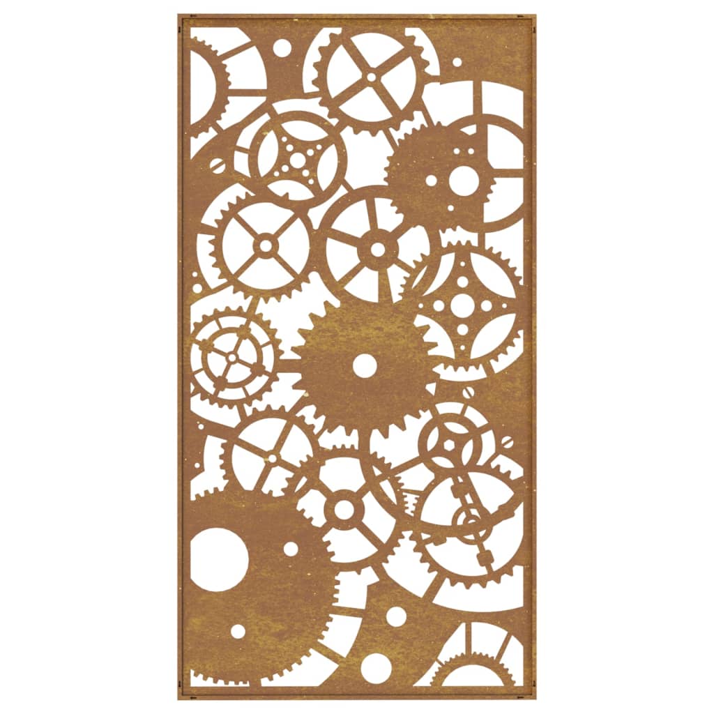 vidaXL Decor perete grădină 105x55 cm design roți zimțare oțel Corten vidaXL Decor perete grădină 105x55 cm design roți zimțare oțel Corten