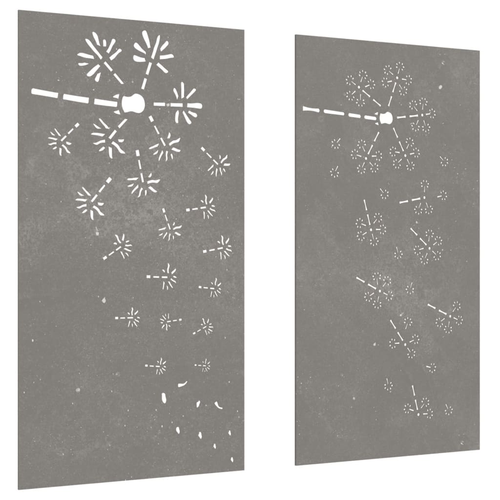 vidaXL Decor perete grădină 2 buc. 105x55 cm design flori oțel Corten vidaXL Decor perete grădină 2 buc. 105x55 cm design flori oțel Corten