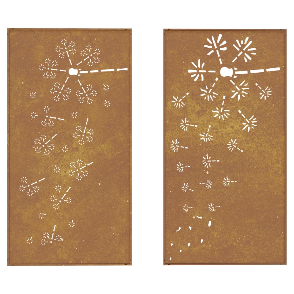 vidaXL Decor perete grădină 2 buc. 105x55 cm design flori oțel Corten vidaXL Decor perete grădină 2 buc. 105x55 cm design flori oțel Corten