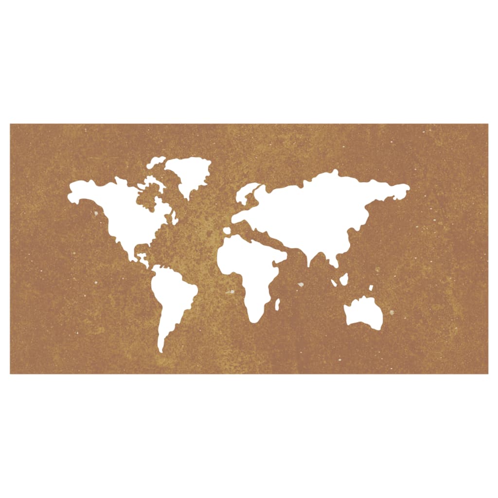 vidaXL Decor perete grădină 105x55 cm design harta lumii oțel Corten vidaXL Decor perete grădină 105x55 cm design harta lumii oțel Corten