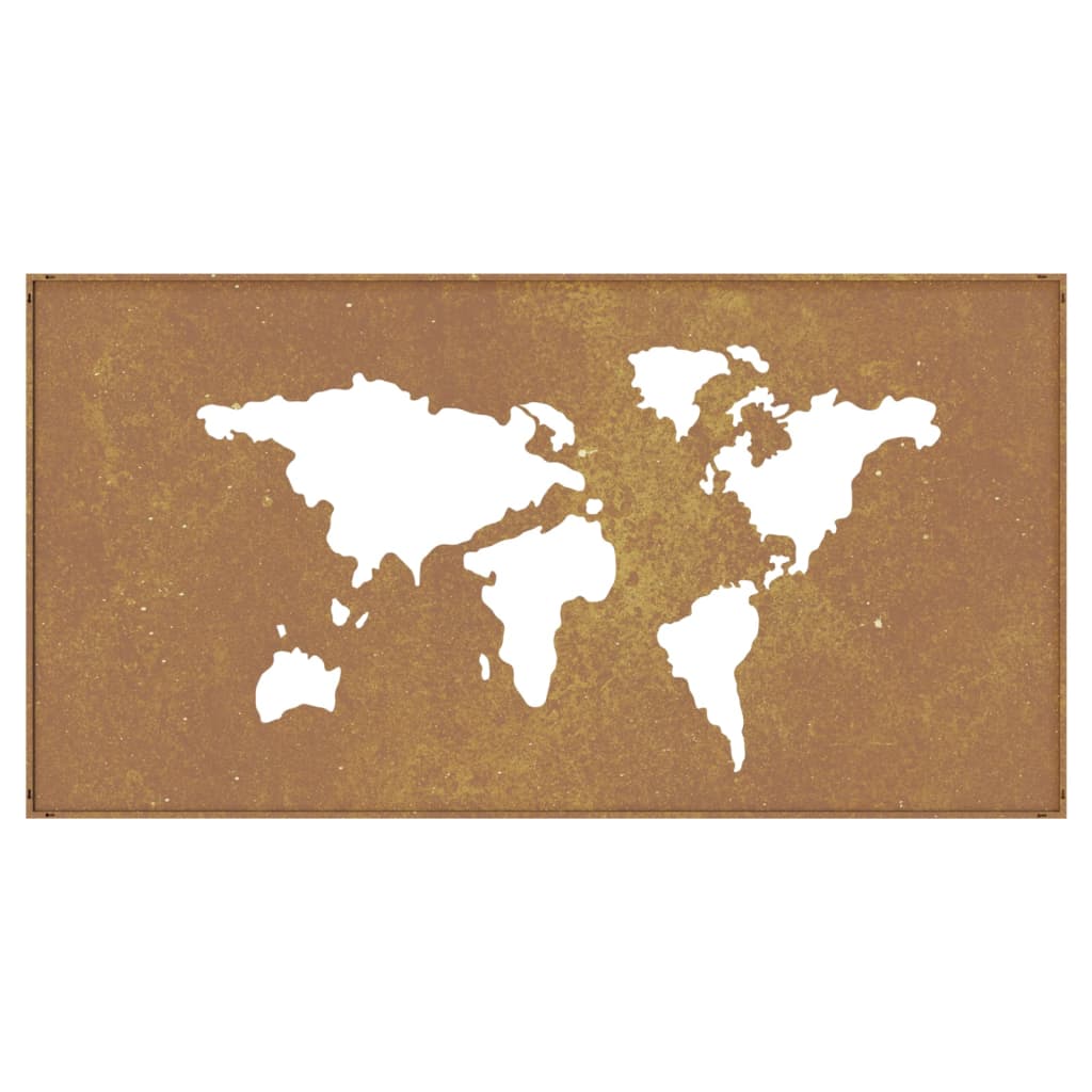 vidaXL Decor perete grădină 105x55 cm design harta lumii oțel Corten vidaXL Decor perete grădină 105x55 cm design harta lumii oțel Corten
