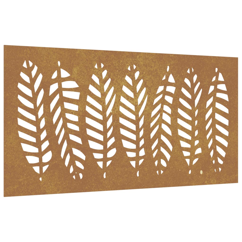 vidaXL Decorație perete de grădină 105x55 cm design frunze oțel Corten
