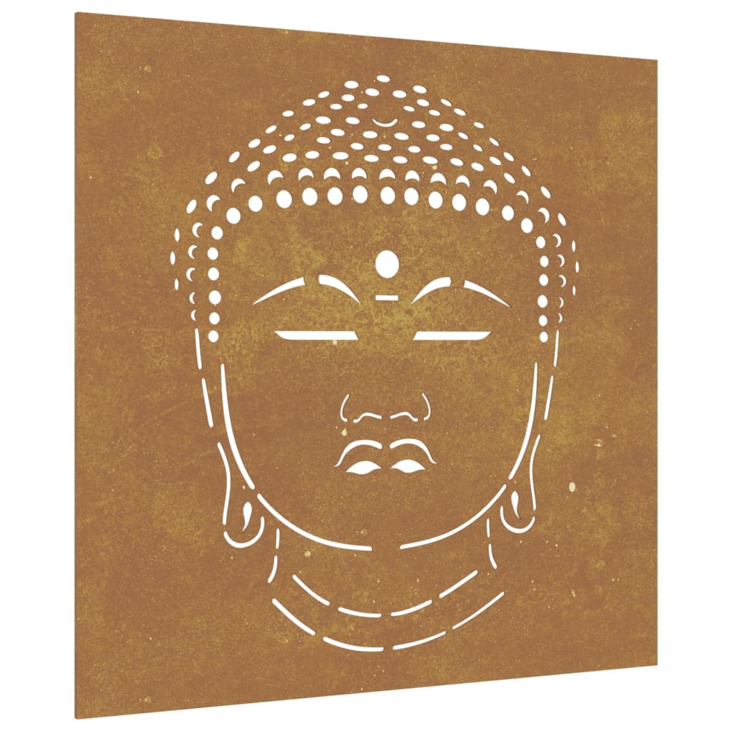 vidaXL Decor perete de grădină 55x55 cm design cap Buddha oțel Corten vidaXL Decor perete de grădină 55x55 cm design cap Buddha oțel Corten