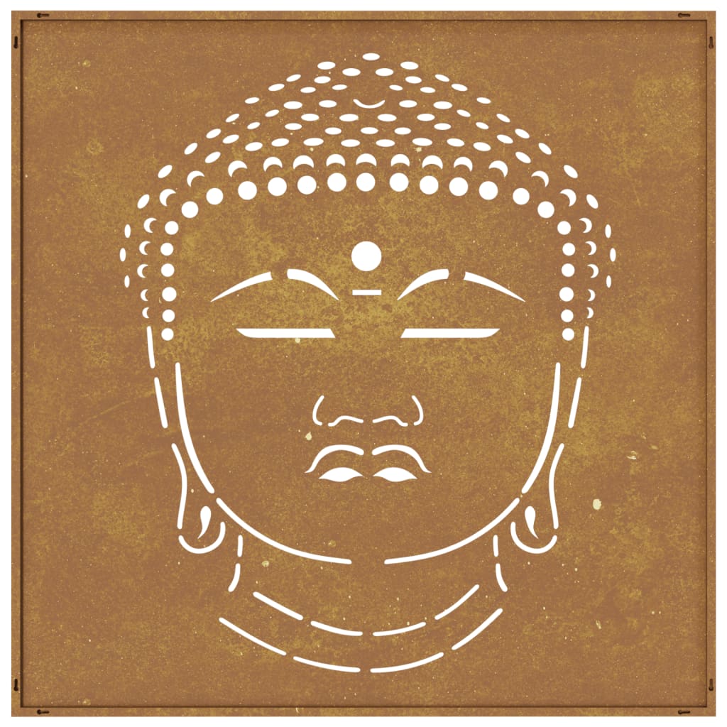 vidaXL Decor perete de grădină 55x55 cm design cap Buddha oțel Corten vidaXL Decor perete de grădină 55x55 cm design cap Buddha oțel Corten