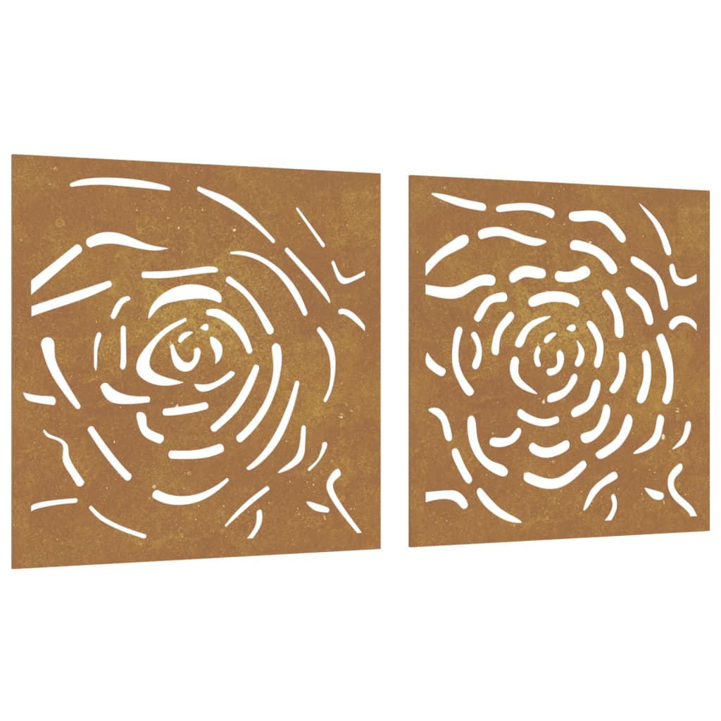 vidaXL Decor de perete 2 buc. 55x55 cm model trandafiri oțel Corten vidaXL Decor de perete 2 buc. 55x55 cm model trandafiri oțel Corten