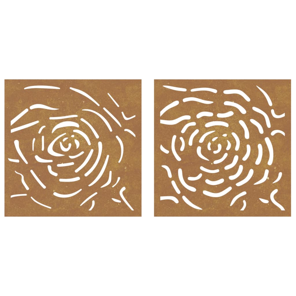 vidaXL Decor de perete 2 buc. 55x55 cm model trandafiri oțel Corten vidaXL Decor de perete 2 buc. 55x55 cm model trandafiri oțel Corten