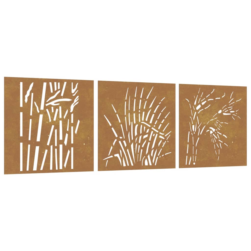 vidaXL Decor de perete 3 buc. 55x55 cm model iarba oțel Corten vidaXL Decor de perete 3 buc. 55x55 cm model iarba oțel Corten
