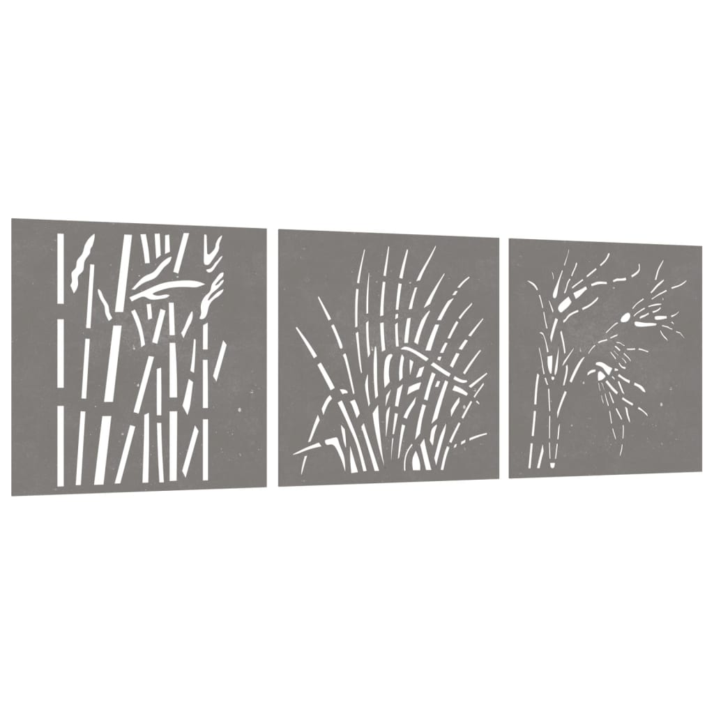 vidaXL Decor de perete 3 buc. 55x55 cm model iarba oțel Corten vidaXL Decor de perete 3 buc. 55x55 cm model iarba oțel Corten