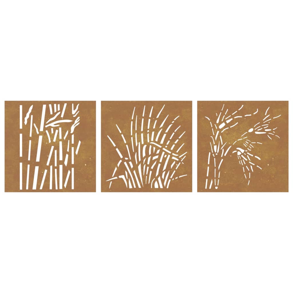 vidaXL Decor de perete 3 buc. 55x55 cm model iarba oțel Corten vidaXL Decor de perete 3 buc. 55x55 cm model iarba oțel Corten