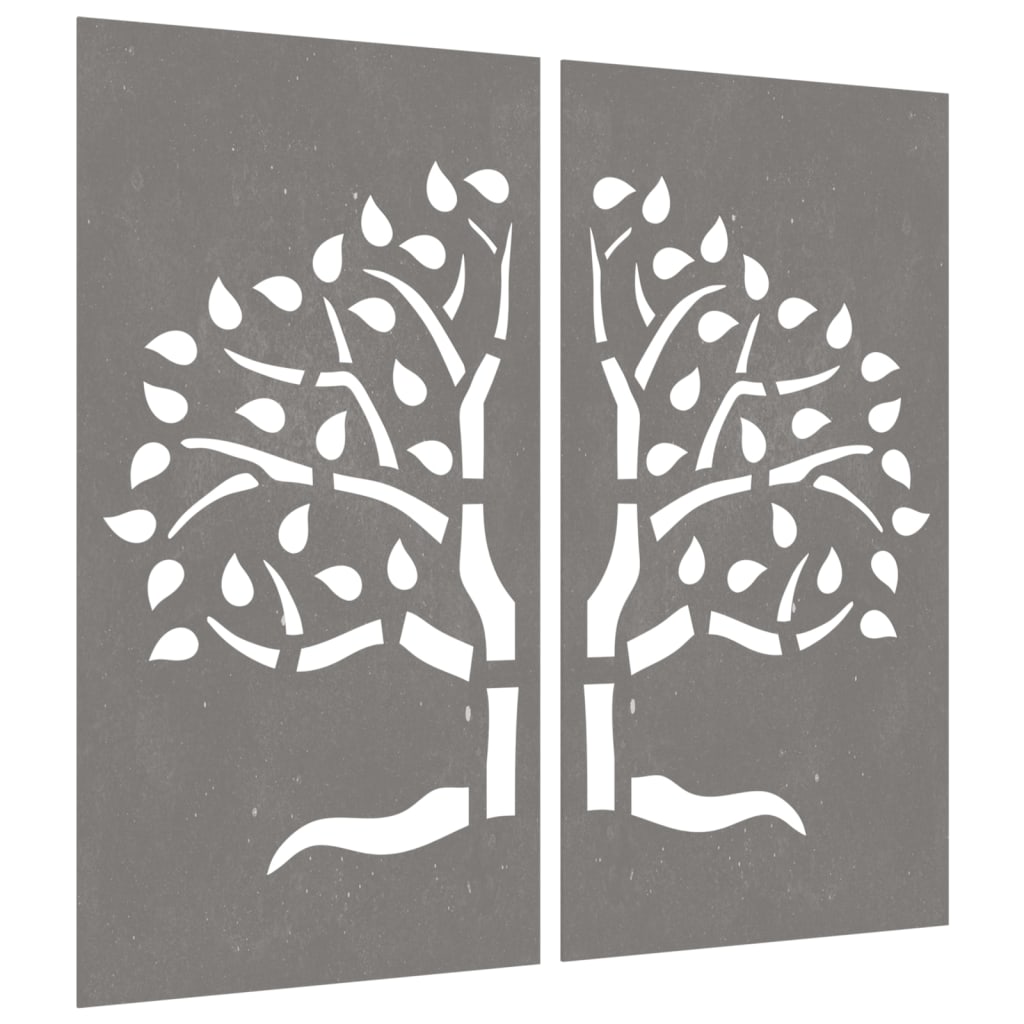 vidaXL Decorațiuni perete de grădină 2 buc. 105x55 cm oțel model copac vidaXL Decorațiuni perete de grădină 2 buc. 105x55 cm oțel model copac