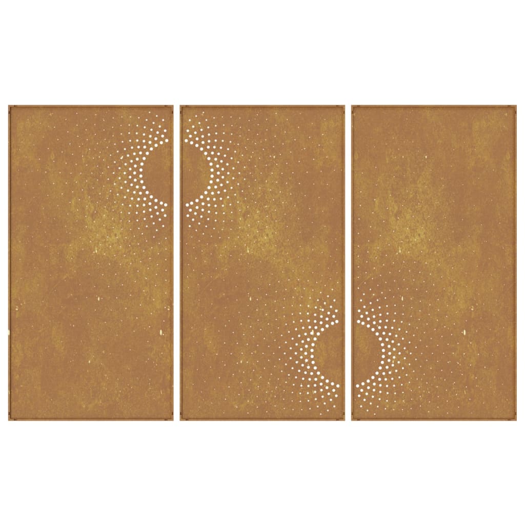 vidaXL Decorațiuni perete de grădină 3 buc. 105x55cm oțel corten soare vidaXL Decorațiuni perete de grădină 3 buc. 105x55cm oțel corten soare