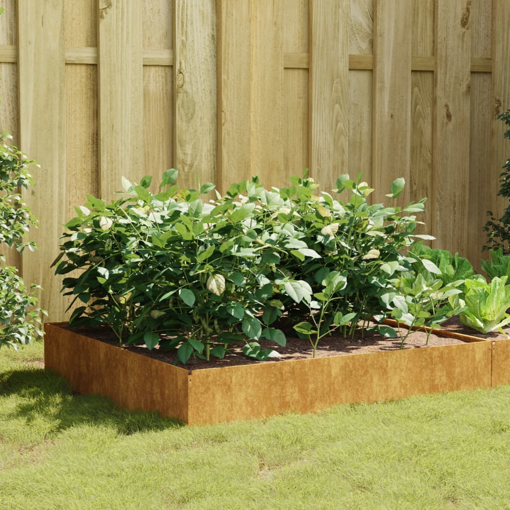 vidaXL Strat înălțat de grădină, 100x100x33,5 cm, oțel corten vidaXL Strat înălțat de grădină, 100x100x33,5 cm, oțel corten