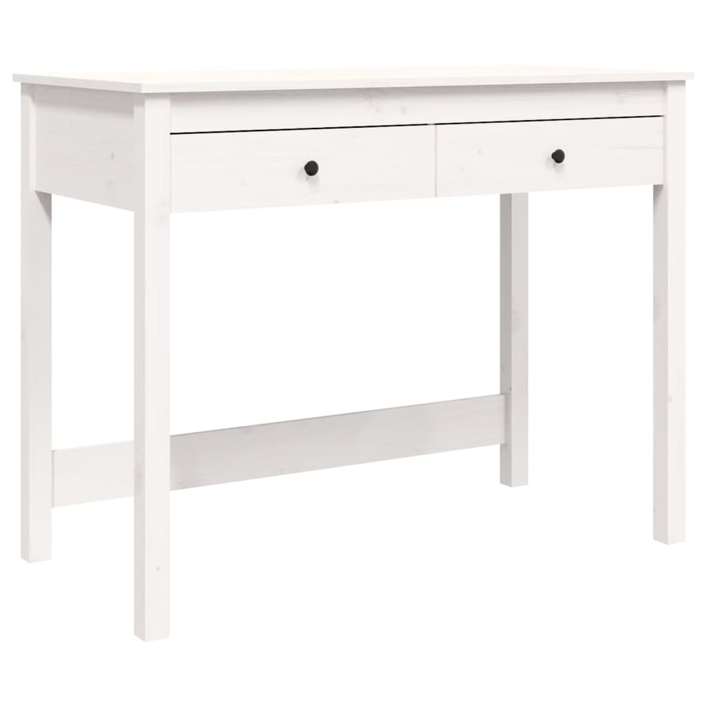vidaXL Birou cu sertare, alb, 100x50x78 cm, lemn masiv de pin vidaXL Birou cu sertare, alb, 100x50x78 cm, lemn masiv de pin