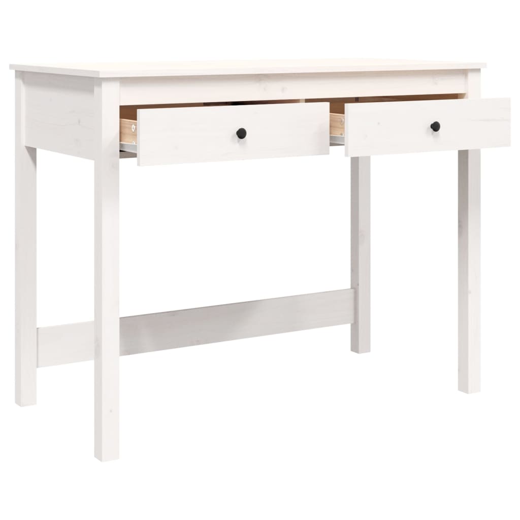 vidaXL Birou cu sertare, alb, 100x50x78 cm, lemn masiv de pin vidaXL Birou cu sertare, alb, 100x50x78 cm, lemn masiv de pin