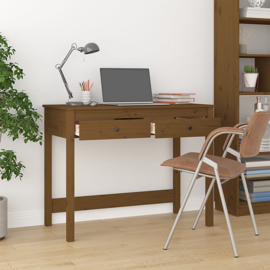 vidaXL Birou cu sertare, maro miere, 100x50x78 cm, lemn masiv de pin vidaXL Birou cu sertare, maro miere, 100x50x78 cm, lemn masiv de pin