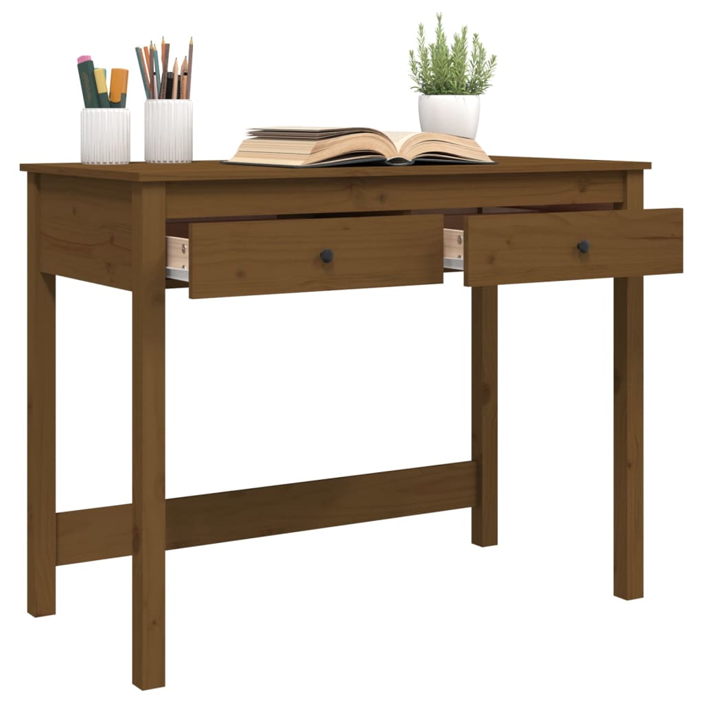 vidaXL Birou cu sertare, maro miere, 100x50x78 cm, lemn masiv de pin vidaXL Birou cu sertare, maro miere, 100x50x78 cm, lemn masiv de pin