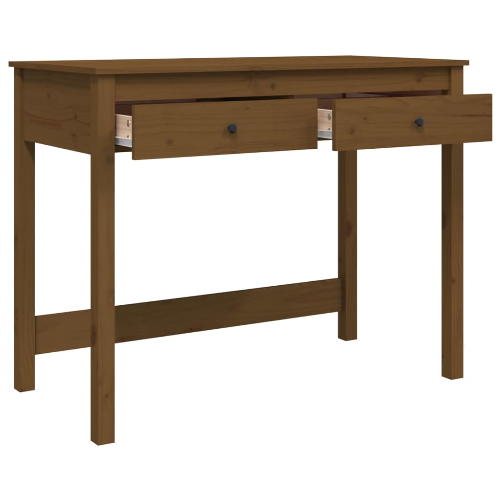 vidaXL Birou cu sertare, maro miere, 100x50x78 cm, lemn masiv de pin vidaXL Birou cu sertare, maro miere, 100x50x78 cm, lemn masiv de pin