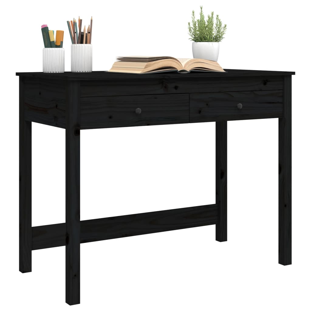 vidaXL Birou cu sertare, negru, 100x50x78 cm, lemn masiv de pin vidaXL Birou cu sertare, negru, 100x50x78 cm, lemn masiv de pin