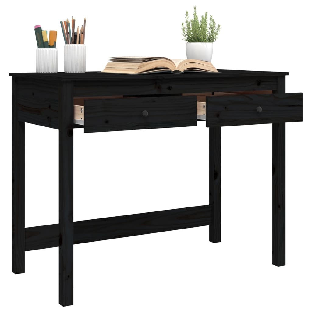 vidaXL Birou cu sertare, negru, 100x50x78 cm, lemn masiv de pin vidaXL Birou cu sertare, negru, 100x50x78 cm, lemn masiv de pin