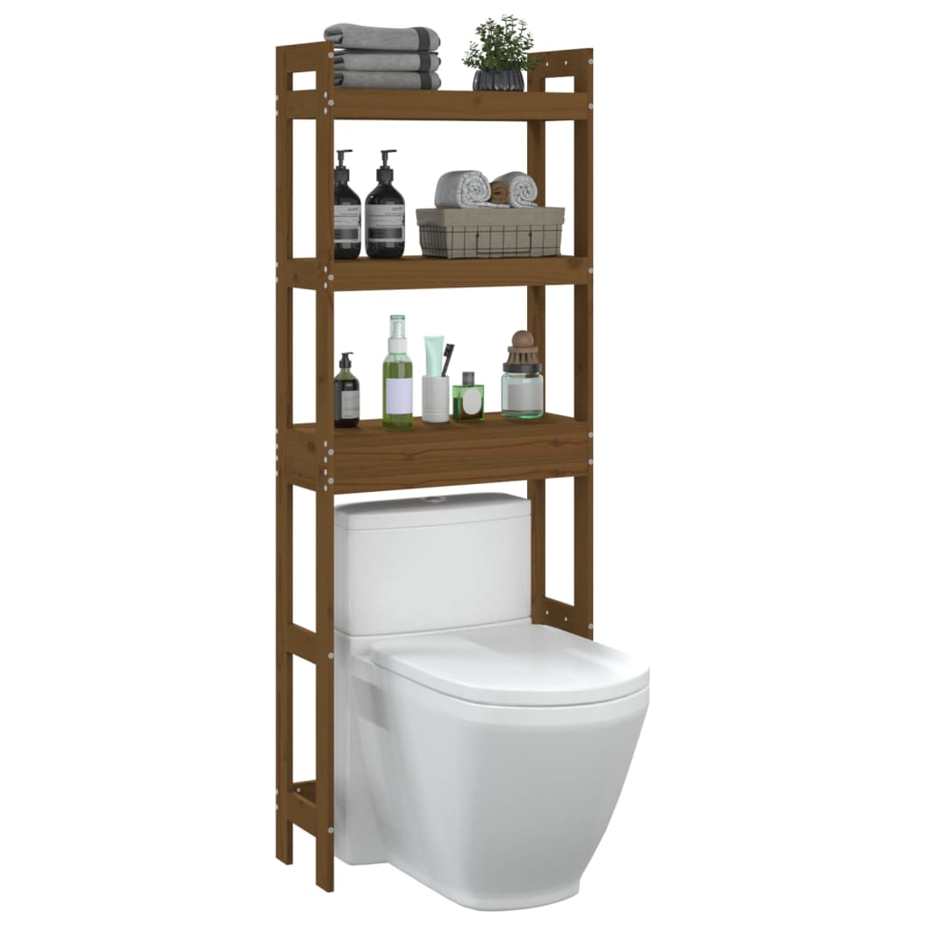 vidaXL Raft de toaletă, maro miere, 63x26x171 cm, lemn masiv de pin vidaXL Raft de toaletă, maro miere, 63x26x171 cm, lemn masiv de pin